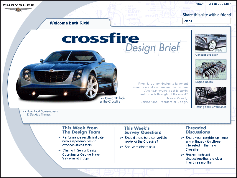GUI screen-shot: Chrysler Crossfire